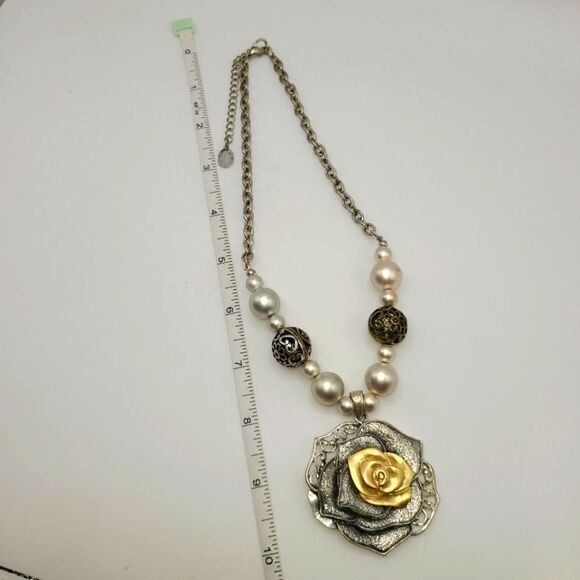 EFM Rose necklace Silver and Gold Rose Pendant Necklace - Picture 8 of 10